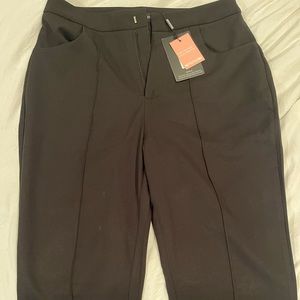 Black woven pintuck detailed flare pants